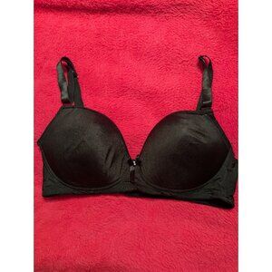 Angelina 36D Black Wireless Padded Bra 4 Hook Back B941D Smooth Rhinestone Bow